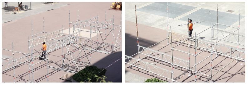Proceso Montaje de andamio en Plaza Mayor de Sabadell 2017