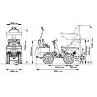 Diagrama de medidas de dumper 1000 kg Wacker Neuson DW10 con tracción 4x4.