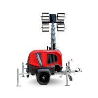 orre de iluminación Himoinsa HCompact+ M5 con mástil hidráulico, 4 focos LED de 210.000 lúmenes y chasis compacto para obras nocturnas.