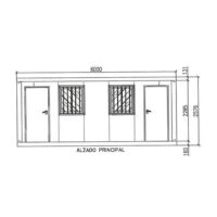 Diagrama frontal Caseta Prefabricada Oficina para Eventos – 2,35 m x 6 m