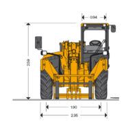 Diagrama técnico del manipulador telescópico JCB 535-125 mostrando dimensiones completas y altura máxima de elevación de 12,27 metros.