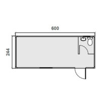 Oficina prefabricada – 6 m con WC Diagrama