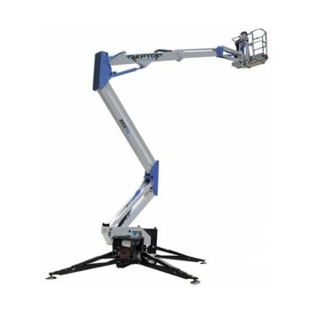 Plataforma elevadora sobre orugas Socage Raptor 15S disponible para alquiler, ideal para trabajos en altura con acceso difícil.