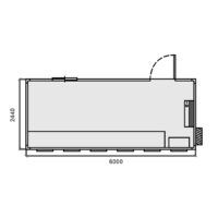 Planos de Taquilla prefabricada accesible para eventos, con seis ventanas y espacio interior amplio, medidas 2,35 x 6 metros, adecuada como punto de información o venta de entradas