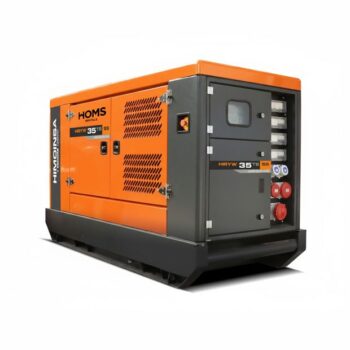 Grupo electrógeno insonorizado Himoinsa HRYW-35 T5 S5, 35 kVA, motor Stage V para suministro eléctrico en obras.