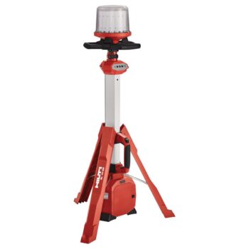 Torre de iluminación portátil a batería Hilti para obras y trabajos de mantenimiento.