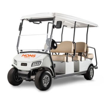 Buggy eléctrico de 6 plazas para transporte de personas en eventos.